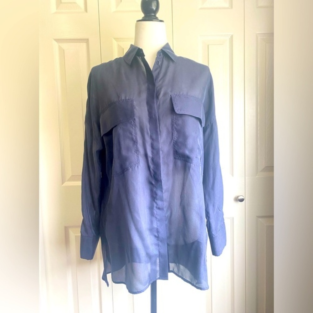 Massimo Dutti lightweight mulberry silk blouse size XS